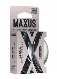Черные утолщенные презервативы MAXUS Extra Strong с железным кейсом - 3 шт. - Maxus - купить с доставкой в Мытищах