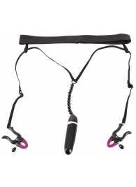 Женские вибростринги с зажимами для половых губ Spreader String with Vibrator - Orion - купить с доставкой в Мытищах