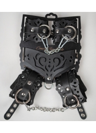 Черный ажурный кожаный набор фиксаций - Crazy Handmade - купить с доставкой в Мытищах
