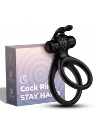 Черное эрекционное виброкольцо с подхватом мошонки Stay Hard - Boys of Toys - в Мытищах купить с доставкой