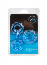 Набор из 3 синих эрекционных колец с различным рельефом - Erowoman-Eroman - в Мытищах купить с доставкой