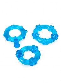 Набор из 3 синих эрекционных колец с различным рельефом - Erowoman-Eroman - в Мытищах купить с доставкой