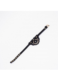 Черный чокер с клепками и золотистой фурнитурой - Crazy Handmade - купить с доставкой в Мытищах