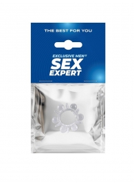 Прозрачное эрекционное кольцо с шариками и шипами - Sex Expert - в Мытищах купить с доставкой