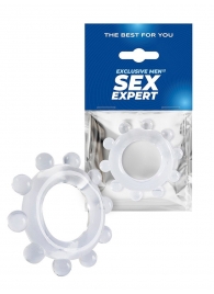 Прозрачное эрекционное кольцо со стимулирующими шариками - Sex Expert - в Мытищах купить с доставкой