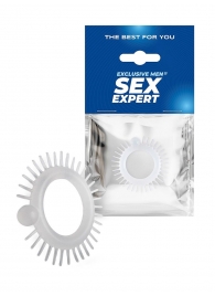 Эластичное эрекционное кольцо с шипиками и шариком - Sex Expert - в Мытищах купить с доставкой