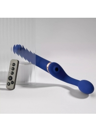 Синий безремневой страпон Multi Orgasm Bendable Strap-On size L с клиторальной стимуляцией - Strap-on-me - купить с доставкой в Мытищах