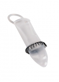 Закрытая насадка на пенис с подхватом мошонки и стимулирующими «ресничками» - Sextaz - в Мытищах купить с доставкой