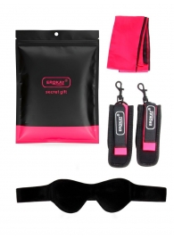 Черно-розовый эротический набор: маска, наручники и повязка - Erokay - купить с доставкой в Мытищах