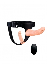 Женский страпон с 2 насадками, вибрацией и пультом ДУ - Erowoman-Eroman - купить с доставкой в Мытищах