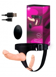 Женский страпон с 2 насадками, вибрацией и пультом ДУ - Erowoman-Eroman - купить с доставкой в Мытищах