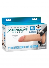 Телесный пустотелый фаллопротез 5’’ Hollow Silicone Strap-On - 14 см. - Pipedream - купить с доставкой в Мытищах