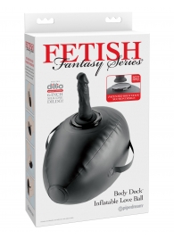 Черный надувной мяч с платформой для фиксации дилдо Body Dock Inflatable Love Ball - Pipedream - купить с доставкой в Мытищах
