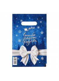 Сине-белый подарочный новогодний пакет с вырубной ручкой (20х30 см) - Сима-Ленд - купить с доставкой в Мытищах