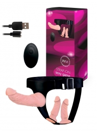 Женский страпон с 3 насадками и вибрацией - Erowoman-Eroman - купить с доставкой в Мытищах