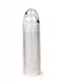 Прозрачная закрытая насадка на пенис с ребрышками - 16 см. - Sex Expert - в Мытищах купить с доставкой