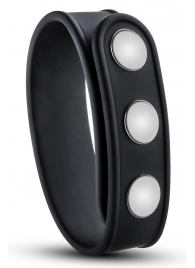 Черное эрекционное кольцо на кнопках - Blush Novelties - в Мытищах купить с доставкой