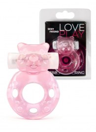 Розовое эрекционное виброкольцо в форме мишки - 1137 - в Мытищах купить с доставкой