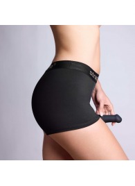 Черные трусики-боксеры для фиксации насадок Strap-on-me Harness Lingerie Allure - size M - Strap-on-me - купить с доставкой в Мытищах