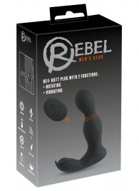 Черная анальная пробка с вибрацией, вращением и пультом ДУ RC Butt Plug with 2 Functions - Orion - в Мытищах купить с доставкой
