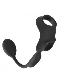 Черное виброкольцо с анальной пробкой Cock Ring with RC Butt Plug - Orion - в Мытищах купить с доставкой