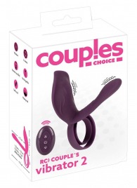 Фиолетовая насадка на член с клиторальным отростком и пультом ДУ RC Couple’s Vibrator 2 - Orion - в Мытищах купить с доставкой
