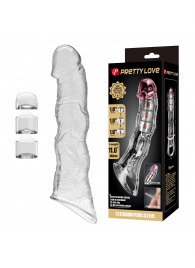 Прозрачный фаллоудлинитель с 3 вставками - 28 см. - Baile - в Мытищах купить с доставкой