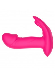 Розовый вагинально-клиторальный вибратор c функцией фингеринга - Secwell