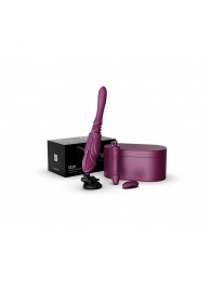 Фиолетовая секс-машина с функцией нагрева, насадками и присоской Sesh - Zalo - купить с доставкой в Мытищах