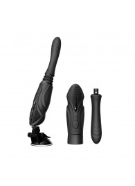 Черная секс-машина с функцией нагрева, насадками и присоской Sesh - Zalo - купить с доставкой в Мытищах