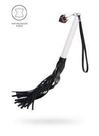 Плеть с белой рукоятью и чёрными хлыстами - 50 см. - Pecado - купить с доставкой в Мытищах