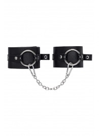 Черные оковы из толстой кожи с люверсами - Pecado - купить с доставкой в Мытищах