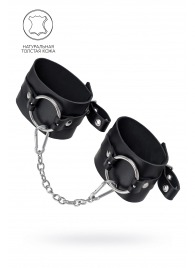 Черные оковы из толстой кожи с люверсами - Pecado - купить с доставкой в Мытищах