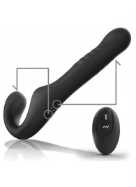 Черный безремневой страпон с вибрацией и возвратно-поступательными движениями - 24 см. - Ibiza - купить с доставкой в Мытищах