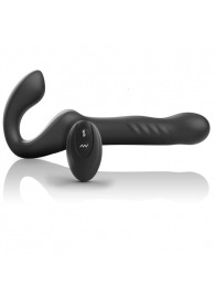 Черный безремневой страпон с вибрацией и возвратно-поступательными движениями - 24 см. - Ibiza - купить с доставкой в Мытищах