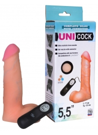 Фаллическая насадка Харнесс UNICOCK 5,5  с вибрацией - 17 см. - LOVETOY (А-Полимер) - купить с доставкой в Мытищах