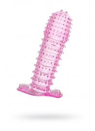 Гелевая розовая насадка с шипами - 12 см. - Toyfa Basic - в Мытищах купить с доставкой