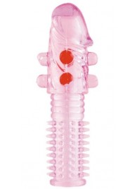 Гелевая розовая насадка с шариками и шипами - 14 см. - ToyFa - в Мытищах купить с доставкой