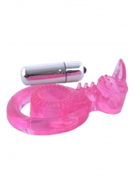 Розовая вибронасадка со стимулятор клитора   Язычок - Toyfa Basic - в Мытищах купить с доставкой