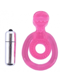 Розовая вибронасадка со стимулятор клитора   Язычок - Toyfa Basic - в Мытищах купить с доставкой