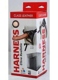 Насадка-фаллоимитатор на кожаных трусиках Harness Ultra Realistic 7  - 18 см. - LOVETOY (А-Полимер) - купить с доставкой в Мытищах