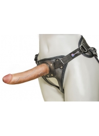 Насадка-фаллоимитатор на кожаных трусиках Harness Ultra Realistic 7  - 18 см. - LOVETOY (А-Полимер) - купить с доставкой в Мытищах