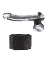 Чёрная утяжка на мошонку 1  Velcro Ball Stretcher - BlueLine - купить с доставкой в Мытищах