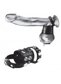 Утяжка на пенис и мошонку Cock Ring With 1.5  Ball Stretcher And Optional Weight Ring - BlueLine - купить с доставкой в Мытищах