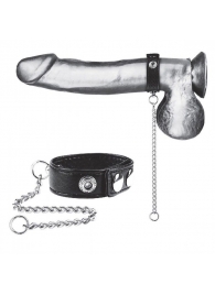 Утяжка на пенис с поводком Snap Cock Ring With 12  Leash - BlueLine - купить с доставкой в Мытищах