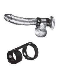 Утяжка на пенис с клёпками Duo Snap Cock And Ball Ring - BlueLine - купить с доставкой в Мытищах