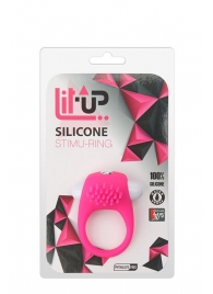 Розовое эрекционное кольцо с щеточкой LIT-UP SILICONE STIMU RING 5 - Dream Toys - в Мытищах купить с доставкой