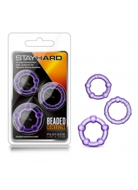 Набор из 3 фиолетовых эрекционных колец Stay Hard Beaded Cockrings - Blush Novelties - в Мытищах купить с доставкой