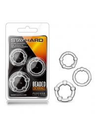 Набор из 3 прозрачных эрекционных колец Stay Hard Beaded Cockrings - Blush Novelties - в Мытищах купить с доставкой