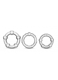 Набор из 3 прозрачных эрекционных колец Stay Hard Beaded Cockrings - Blush Novelties - в Мытищах купить с доставкой
